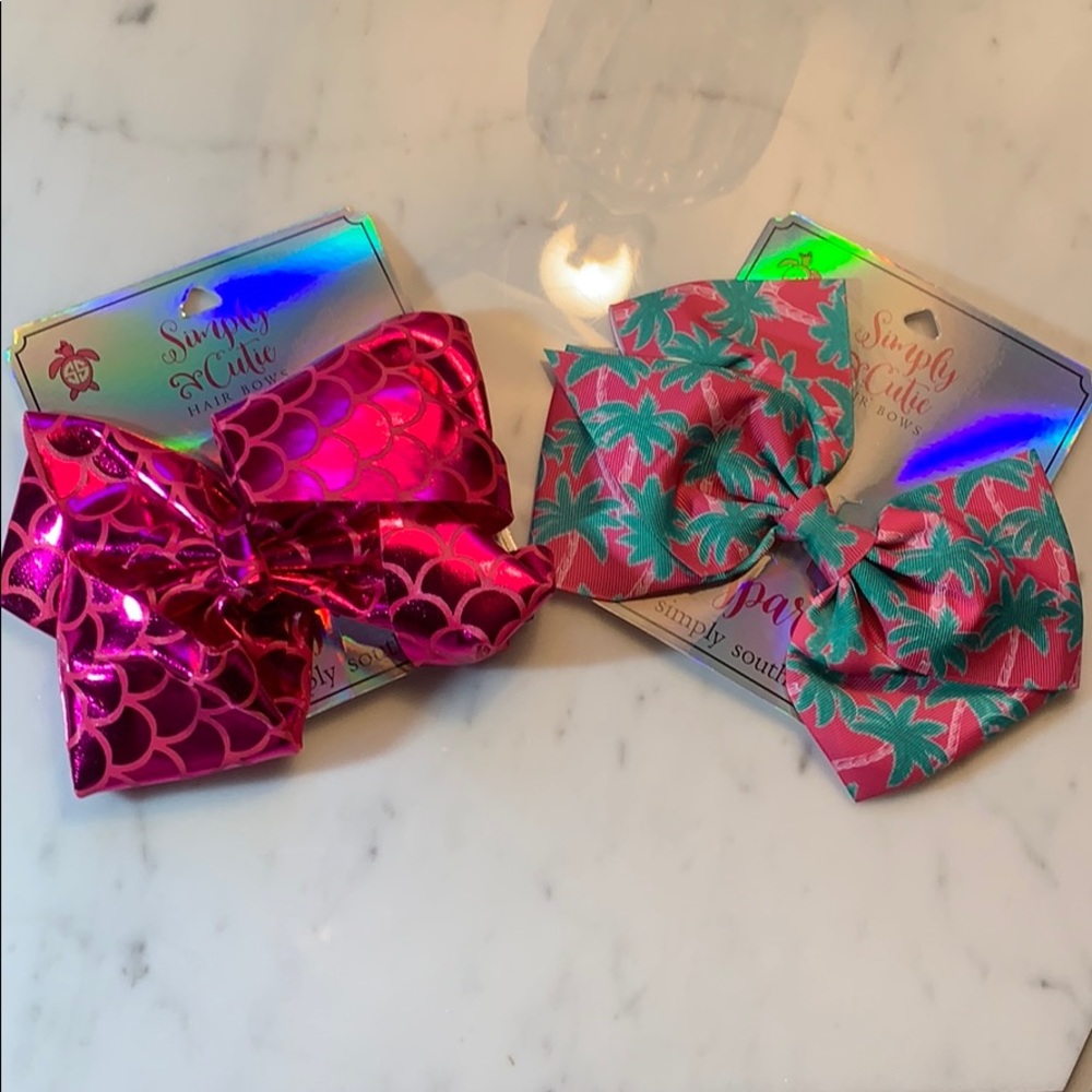 Two Simply Southern Girls Hair Bows Mermaid / Palm